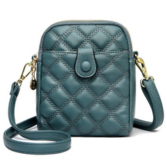 Quilted Leather Shoulder Bag Rhombus Casual Purse Phone Bag