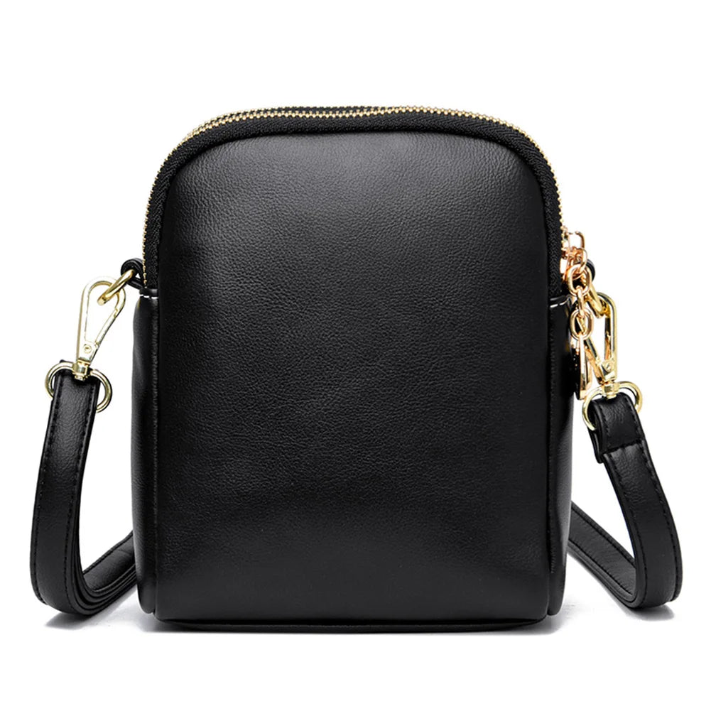 Quilted Leather Shoulder Bag Rhombus Casual Purse Phone Bag
