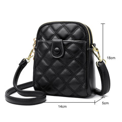 Quilted Leather Shoulder Bag Rhombus Casual Purse Phone Bag