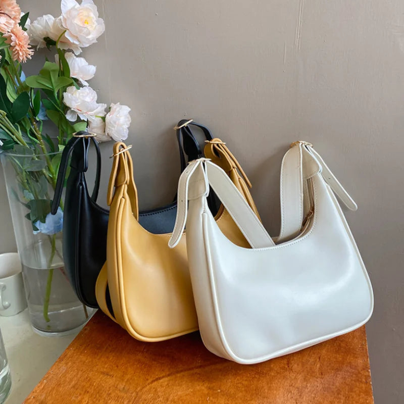 Leather Armpit Women's Handbags Retro Shoulder Messenger Bag