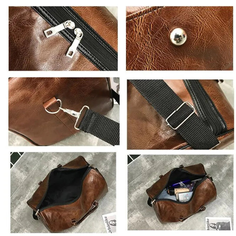 Large Duffle Travel Bag Independent Big Fitness Handbag Men Zipper Pu