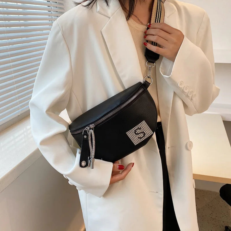 Leather Waist Bag Chain Women's Fanny Packs Famous Shoulder Crossbody