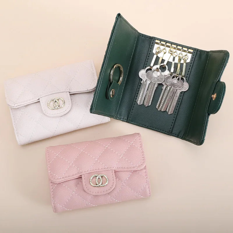 Real Cowhide Leather Wallet Key Holder for Women Organizer