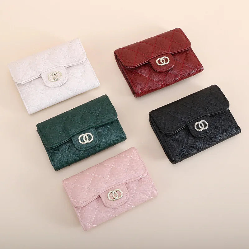 Real Cowhide Leather Wallet Key Holder Organizer Mini Purse for Women