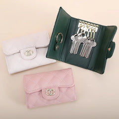 Real Cowhide Leather Wallet Key Holder Organizer Mini Purse for Women