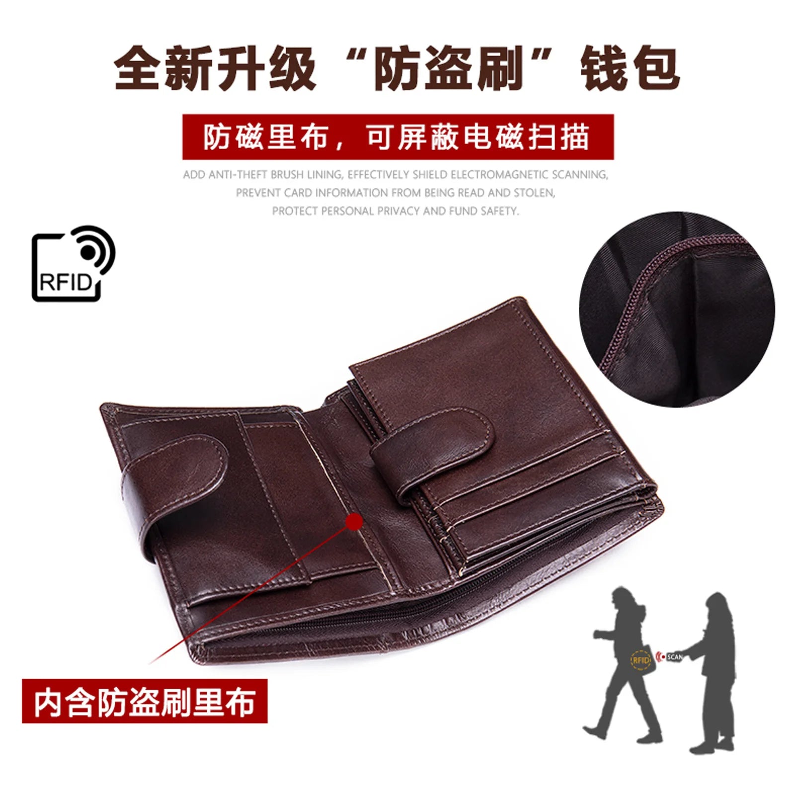 RFID Leather Wallet for Men Short Purse Man Wallet