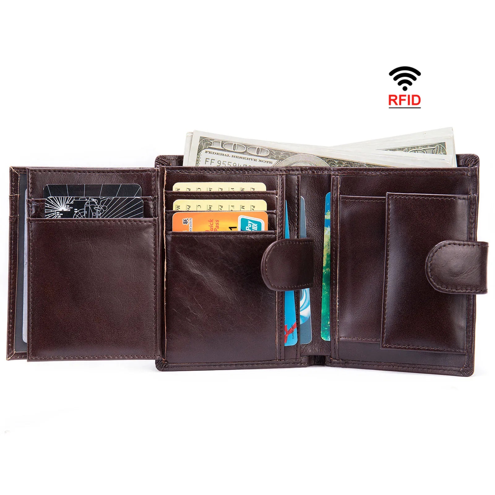RFID Leather Wallet for Men Short Purse Man Wallet