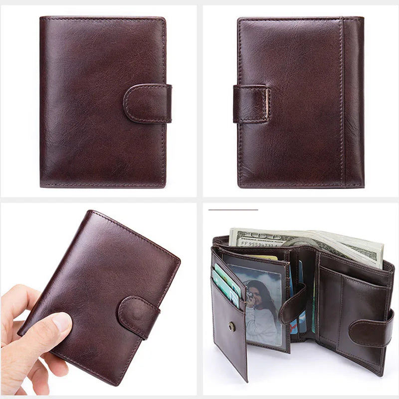 RFID Leather Wallet for Men Short Purse Man Wallet