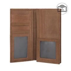 Men's Crazy Horse Leather Long RFID Wallet Anti theft US Dollar Clip