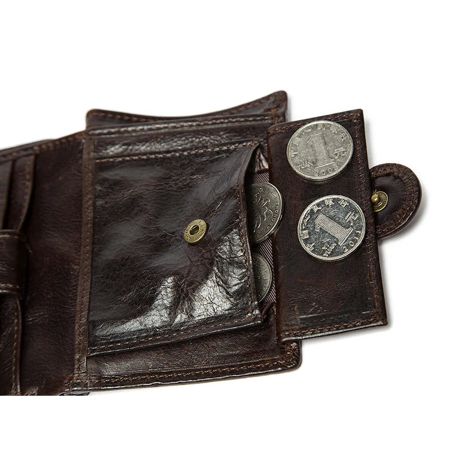 Short Style Men's Cowhide Wallet Retro Leisure