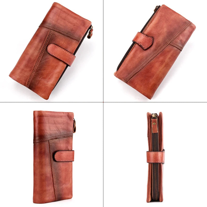 Fashionable Real Cow Leather Long Wallet Purse Clutch Purse Soft Wallets