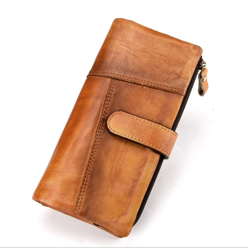 Fashionable Real Cow Leather Long Wallet Purse Clutch Purse Soft Wallets