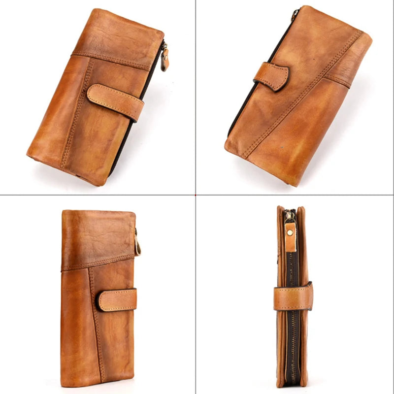 Fashionable Real Cow Leather Long Wallet Purse Clutch Purse Soft Wallets