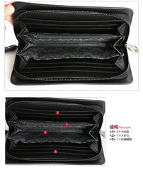 Skull Rivet Wristlet Wallet Long Zip Handbag for Women