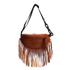 Leather Women's Shoulder Bag Chest Bag Tassel Decoration Crossbody Bag