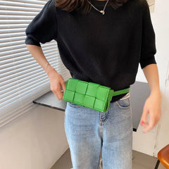 Leather Woven Small Waist Bags For Women Shoulder Bag