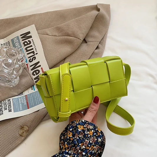 Leather Woven Small Waist Bag For Women