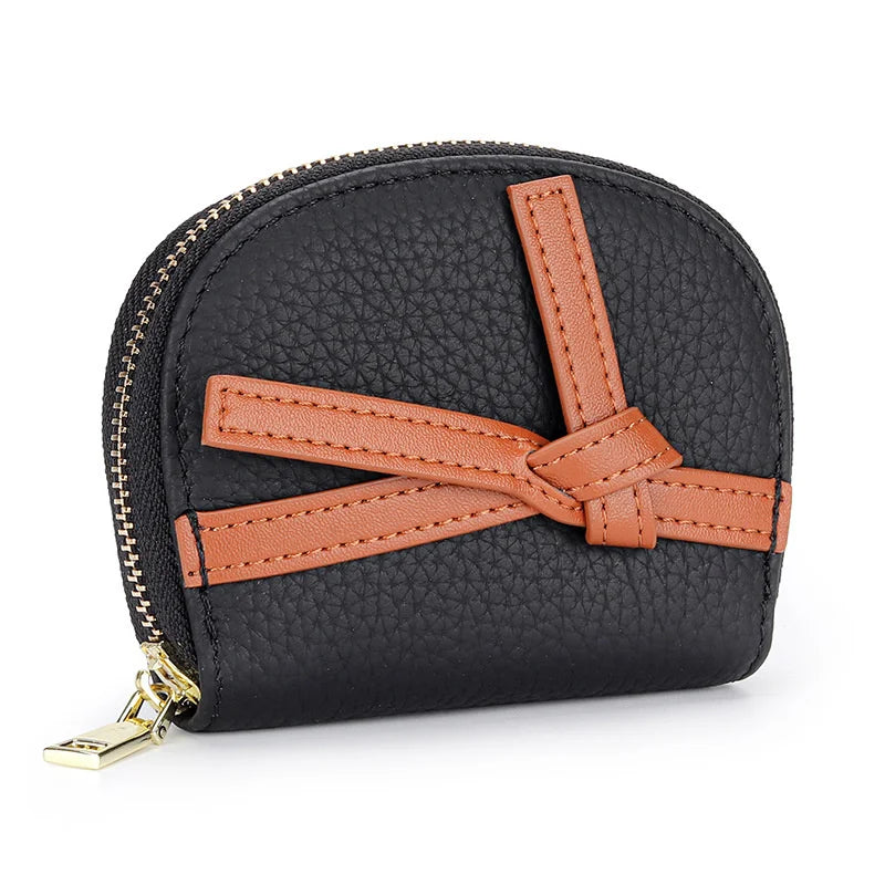 Leather Zipper Card Cover Contrast Card Slot Credit Card Change Wallet