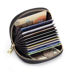 Leather Zipper Card Cover Contrast Card Slot Credit Card Change Wallet