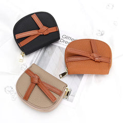 Leather Zipper Card Cover Contrast Card Slot Credit Card Change Wallet