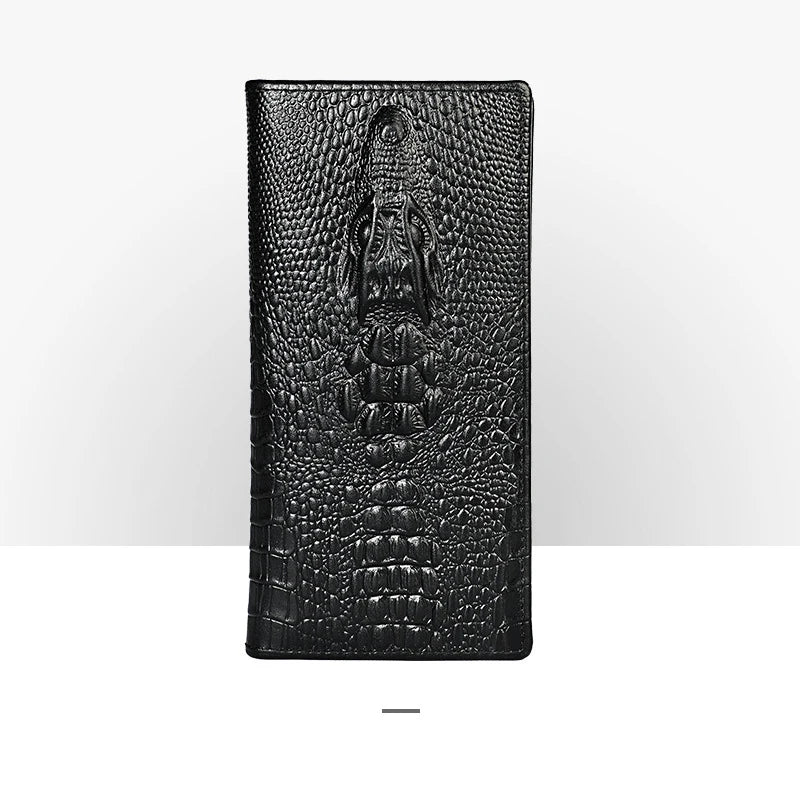 Dragon Embossed Leather Long Wallet with Photo Slots