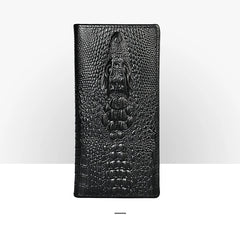 Dragon Embossed Leather Long Wallet with Photo Slots