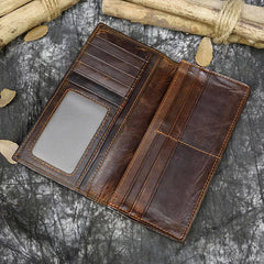 Dragon Embossed Leather Long Wallet with Photo Slots