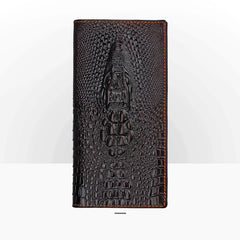 Dragon Embossed Leather Long Wallet with Photo Slots