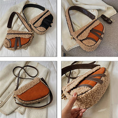 Fur Shoulder Bag Women Lambhair Messenger Bags Winter Handbags