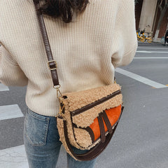 Fur Shoulder Bag Women Lambhair Messenger Bags Winter Handbags