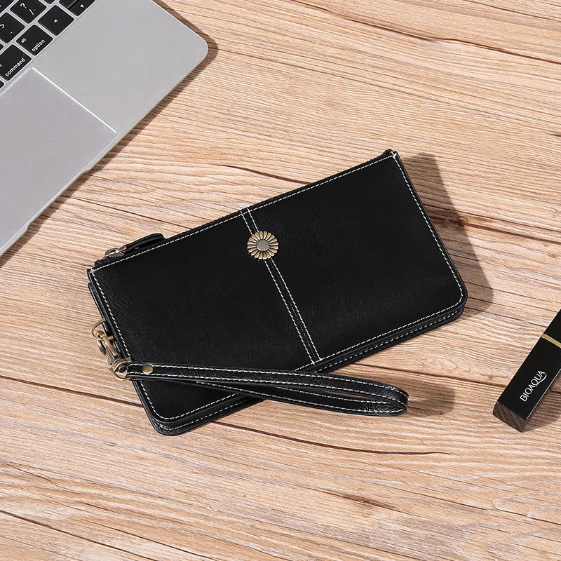 Leather Handbag Women's Wallet Large Capacity Zipper Mobile Phone Bag