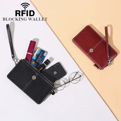 Leather Handbag Women's Wallet Large Capacity Zipper Mobile Phone Bag