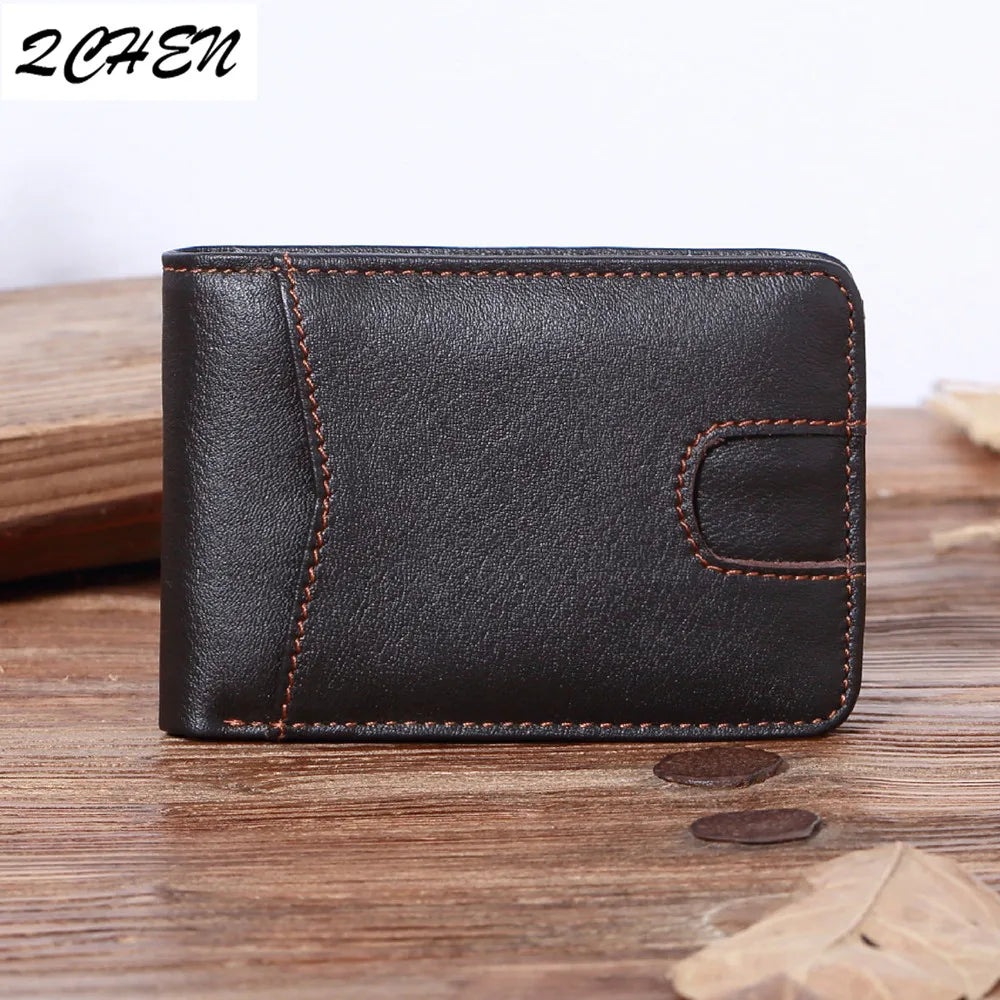Retro Casual Men's Leather Wallet Oil Wax Skin US Clip Card Purse