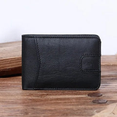 Retro Casual Men's Leather Wallet Oil Wax Skin US Clip Card Purse