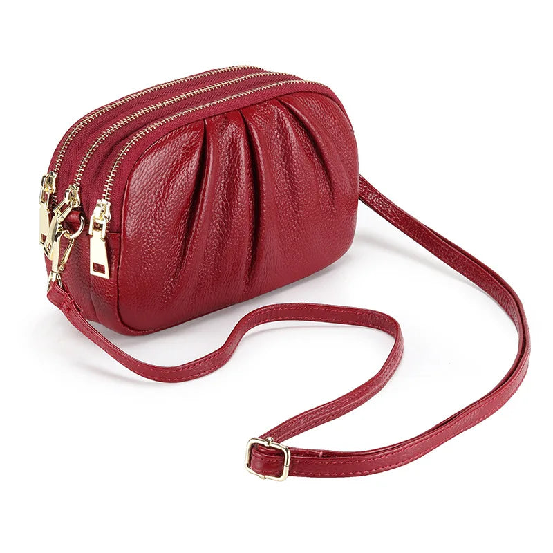 Women's Leather Messenger Bag Large Capacity Soft Shoulder Bag