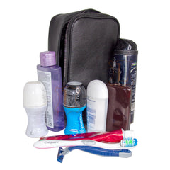 PU Leather Casual Cosmetic Bag Travel Shaving Toiletry Storage