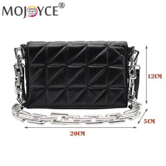 Leisure Ladies PU Leather Checker Shoulder Bag with Chain Strap
