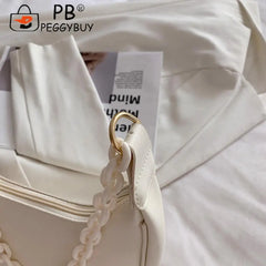 Leisure Women PU Leather Armpit Bag Chain Shoulder Small Crescent Shape