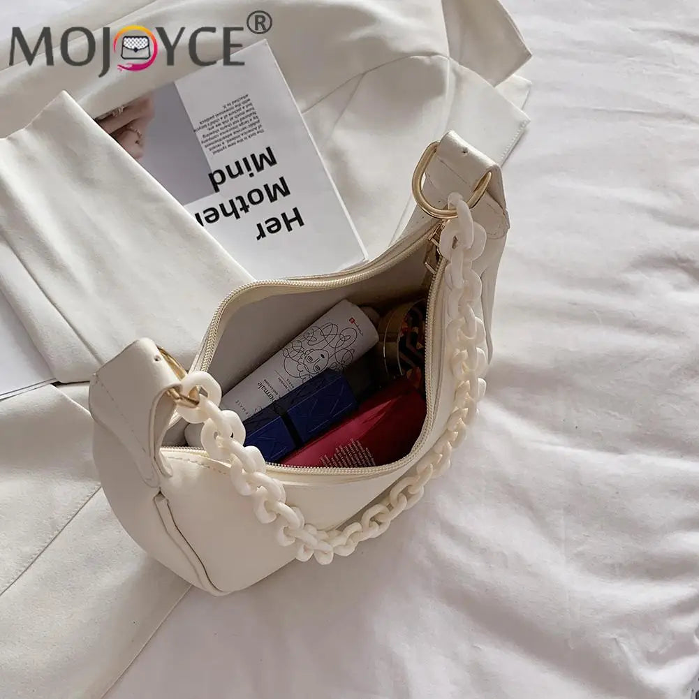 Leisure Women PU Leather Shoulder Bags Chain Armpit Bags