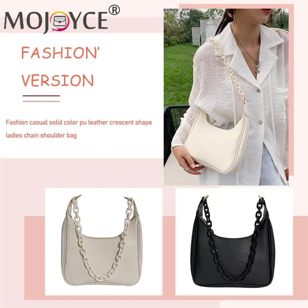 Leisure Women PU Leather Shoulder Bags Chain Armpit Bags