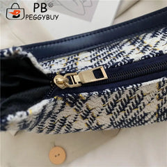 Women Plaid Messenger Bag Single Strap Canvas Shoulder Hobo Shopping Bag