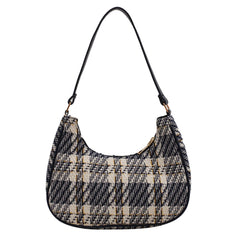 Women Plaid Messenger Bag Single Strap Canvas Shoulder Hobo Shopping Bag