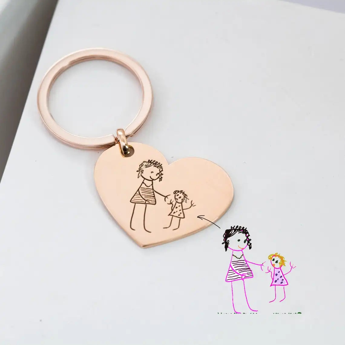 Child Art Keychain Personalized Kids Drawing Key Chain