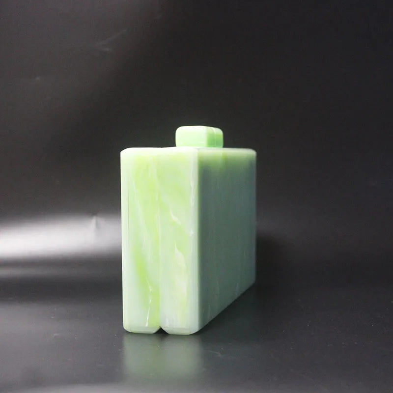 Lemon Green Resin Chain Acrylic Box Clutch Evening Handbag