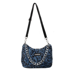 Leopard Bag Women Winter Plush Shoulder Messenger Bag Ladies Warm Large Tote