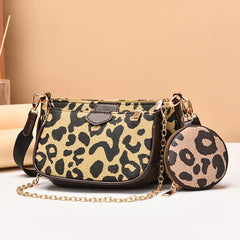 Leopard Chain Shoulder Bags For Women Leather Handbags Crossbody