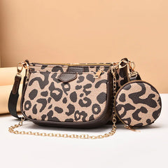 Leopard Chain Shoulder Bags For Women Leather Handbags Crossbody