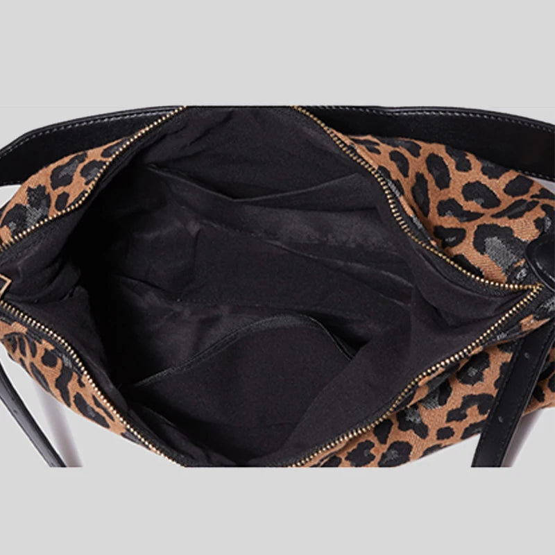 Leopard Cow Shoulder Bag Women Winter Vintage Ladies Purses Handbags Work Party