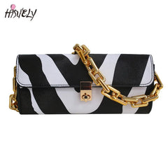 Leopard Pattern Thick Chain Shoulder Bag Handbag Purse Women's Hand Bag