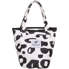 Leopard Pattern Women's Canvas Bucket Bag Pink Tote Clutch Purse Shoulder Bags